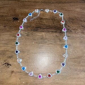 Heart Shaped Silver Gemstone Necklace